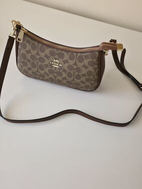 COACH Brown Signature Canvas Crossbody Bag